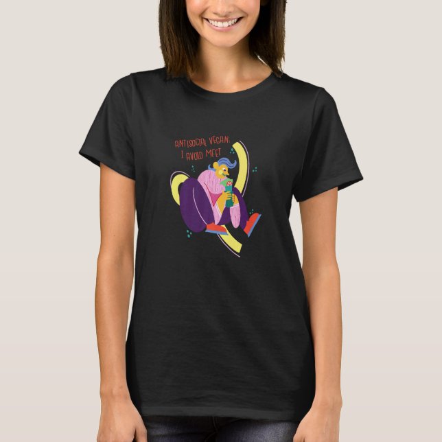 Antisocial Vegan I Avoid Meet T-Shirt (Front)
