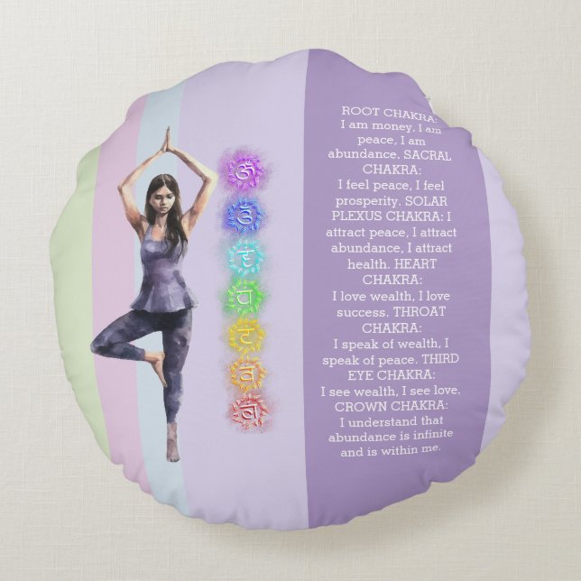 ANTISTRESS CALM CHAKRA VISUALIZATION relax Round Pillow (Back)