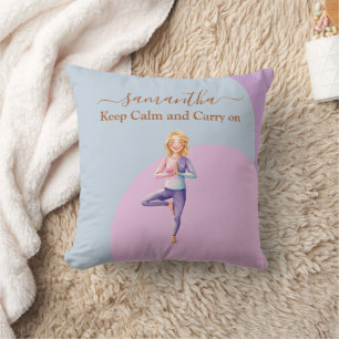 ANTISTRESS KEEP CALM & CARRY ON YOGA RELAX THROW PILLOW