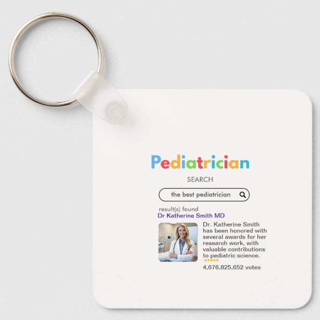 antistress pediatrician Google search result votes Keychain (Front)