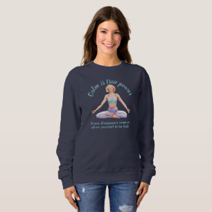 ANTISTRESS YOGA PASTEL BLONDE GIRL RELAX BLACK SWEATSHIRT