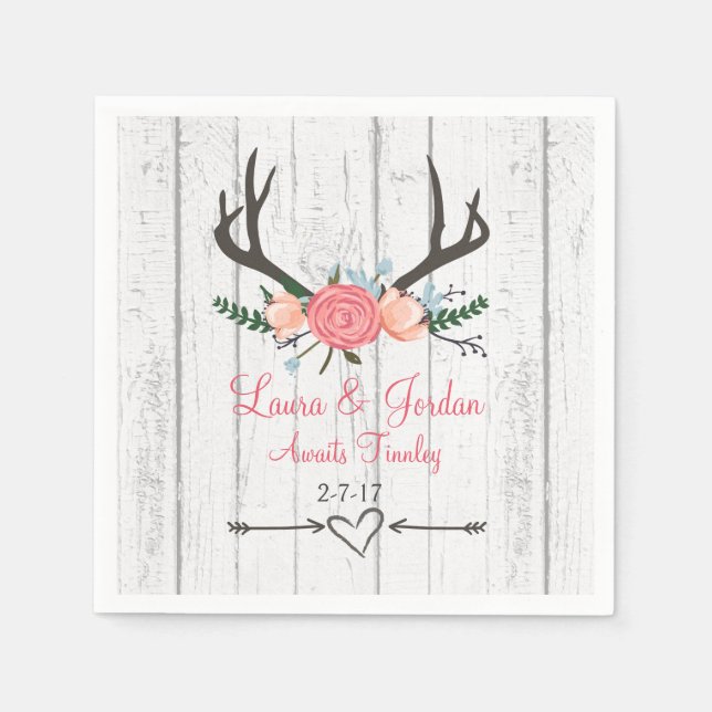 Antler Baby Shower Napkins (Front)