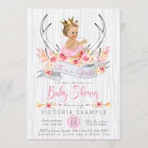 Antler Boho Princess Tribal Baby Shower Invitation