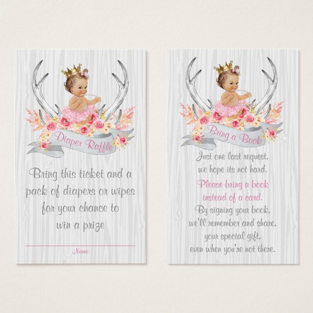 Antler Diaper Raffle Billet et apporter une carte  (Devant & derrière)