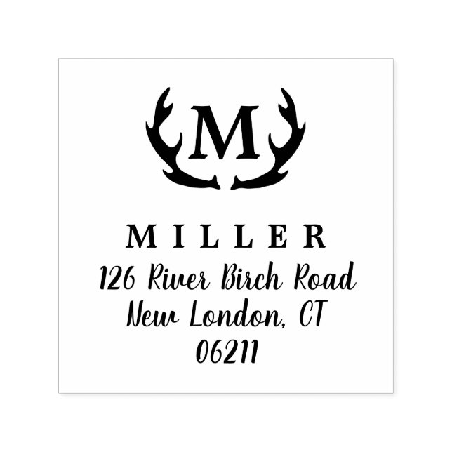 Antler Initial Monogram Custom Address Stamp (Design)