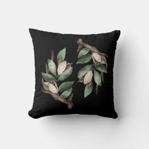 Antler with green branch throw pillow