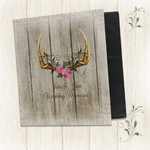 Antlers and Pink Roses Wedding Binder