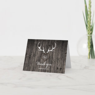 Antlers de cerfs rustiques et Carte de remerciemen