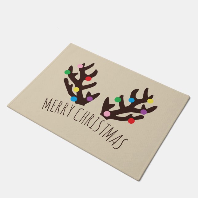 Antlers de rennes de fête, tapis de porte de Noël (Incliné)