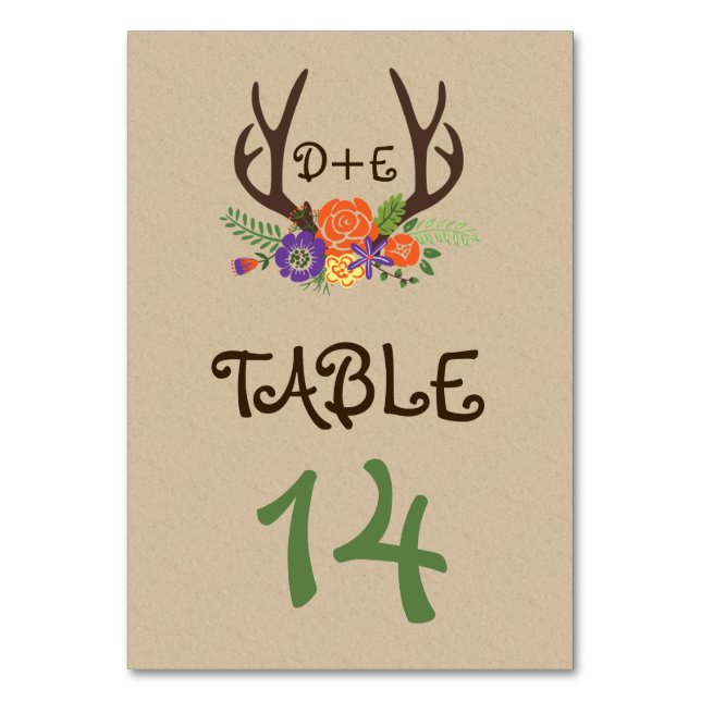 Antlers et fleurs orange Numéro de table mariage (Par défaut)