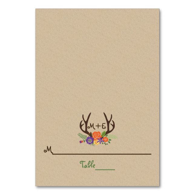 Antlers & fleurs violettes orange mariage carte de (Par défaut)