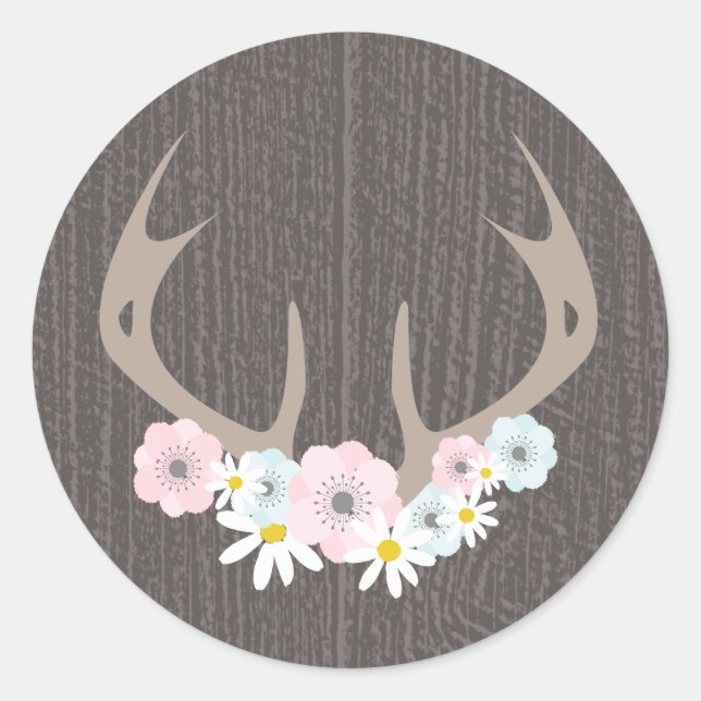 Antlers floraux + Stickers en bois de grange (Devant)