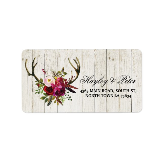 Antlers Russe Étiquette de adresse Stickers Mariag (Devant)