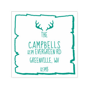 Antlers Rustic Woodland Funny Return Address Self-inking Stamp