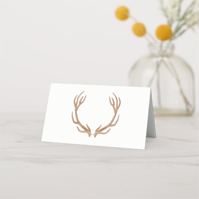 Antlers Rustiques Mariage Plaqué Cartes de Place (Devant)