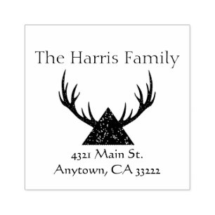 Antlers Silhouette Personalized Rubber Stamp