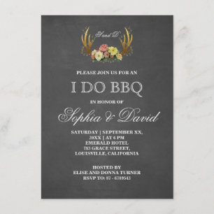 Antlers uniques Chalk floral I DO BBQ Invitation