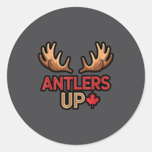 Antlers Up Canadian Pride Funny Canada Flag Moose  Classic Round Sticker