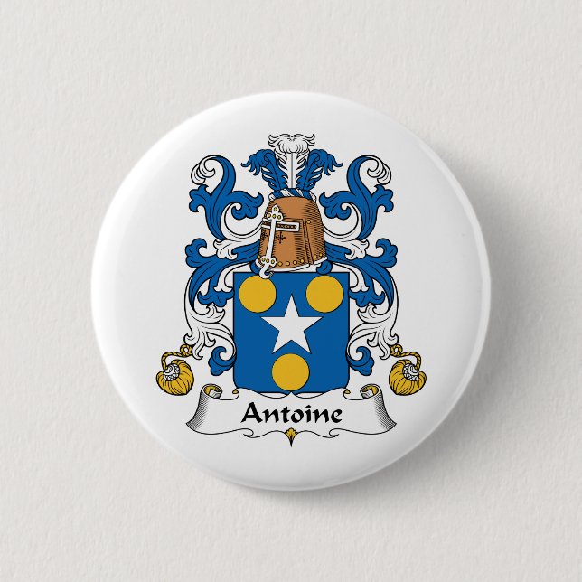 Antoine Family Crest 2 Inch Round Button (Front)