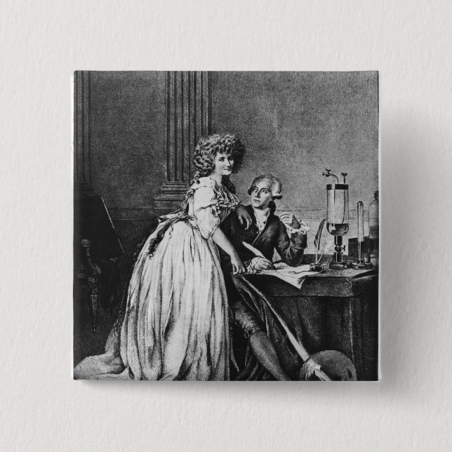 Antoine Laurent Lavoisier  and his wife 2 Inch Square Button (Front)