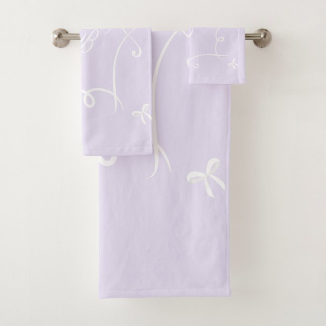 Antoinette Lavender  Elegant Emblem Filigree Bath Towel Set (Insitu)