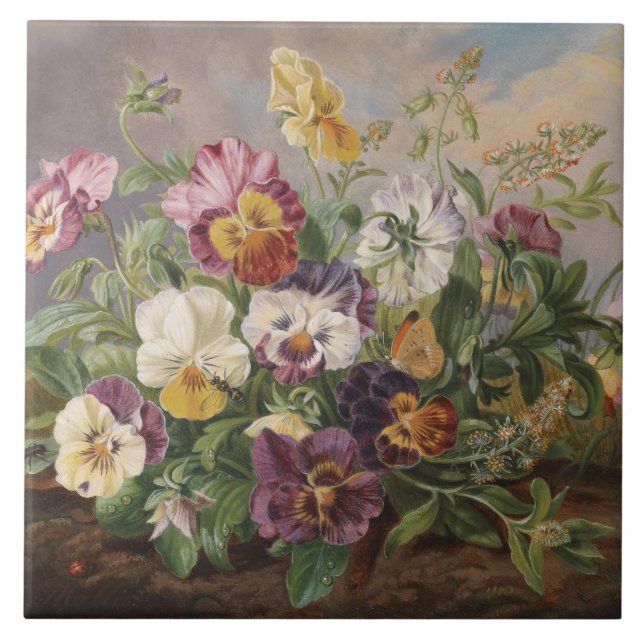 Anton Mollis Vintage Pansy Tile (Front)