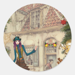 Anton Pieck Christmas Greetings Classic Round Sticker