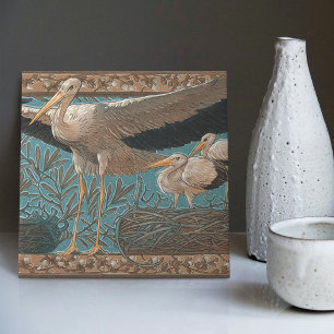 Anton Seder's Tender Storks Art Nouveau Wall Tile