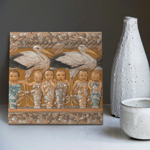 Anton Seder's Tender Storks Art Nouveau Wall Tile