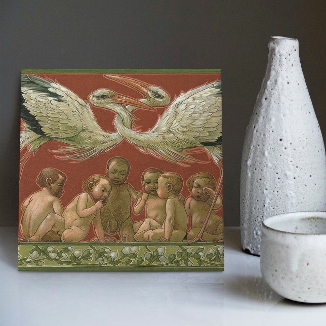 Anton Seder's Tender Storks Art Nouveau Wall Tile (Creator Uploaded)