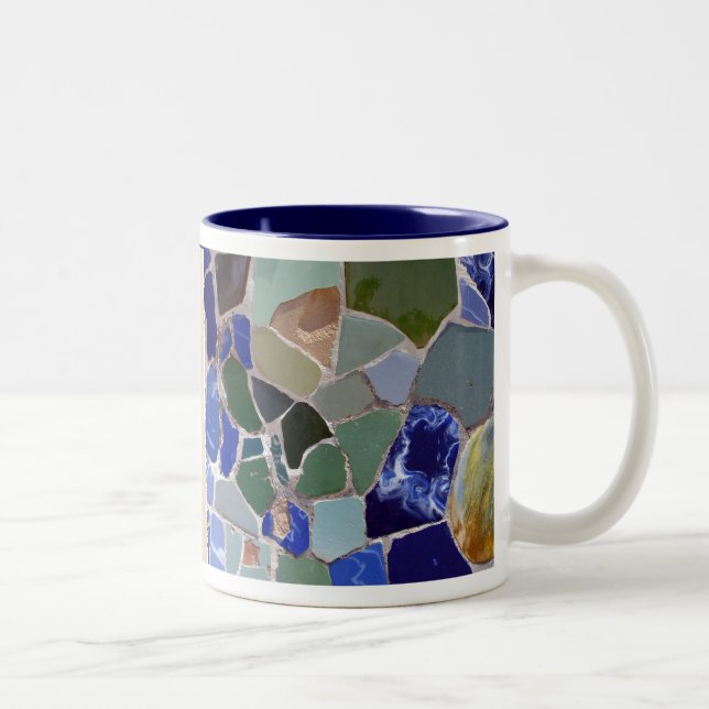Antoni Gaudi Blue Mosaics Two-Tone Coffee Mug (Right)