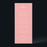 Antonia Coral Pink Elegant Wedding Menu<br><div class="desc">Elegant wedding menus featuring a simple design with script and serif fonts.</div>