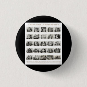 Antonio Basoli Alfabetto Pittorico Full Info Set 1 Inch Round Button