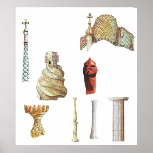 Antonio Gaudi. Barcelona. Spain. Architectural Poster