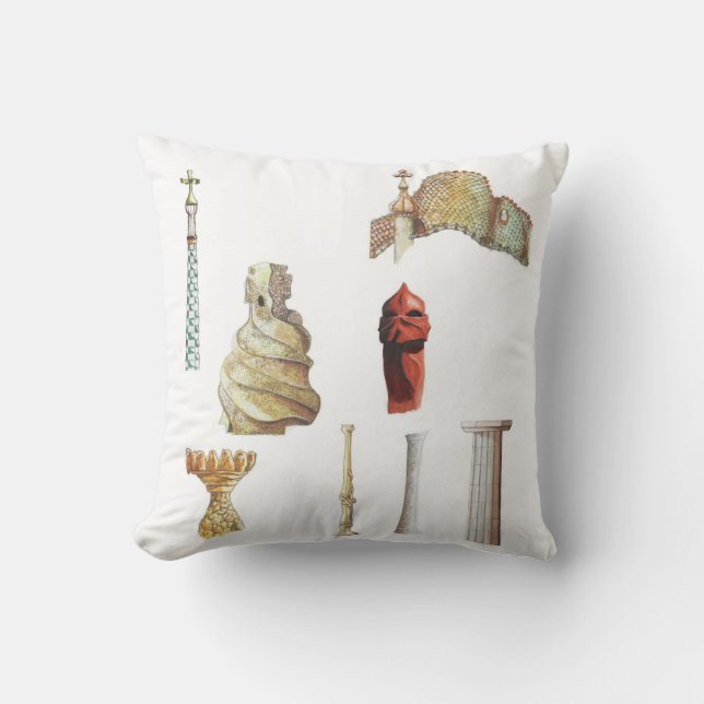 Antonio Gaudi. Barcelona. Spain. Architectural Throw Pillow (Front)
