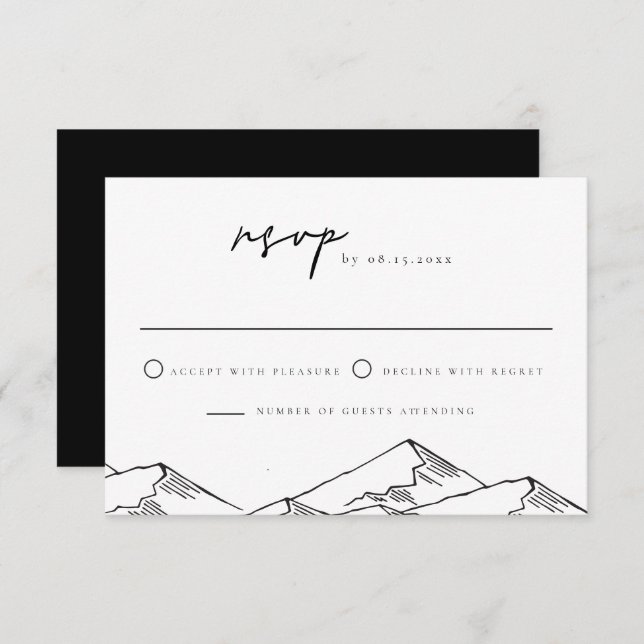 ANTORA Modern Mountain Sketch RSVP Postcard (Front/Back)