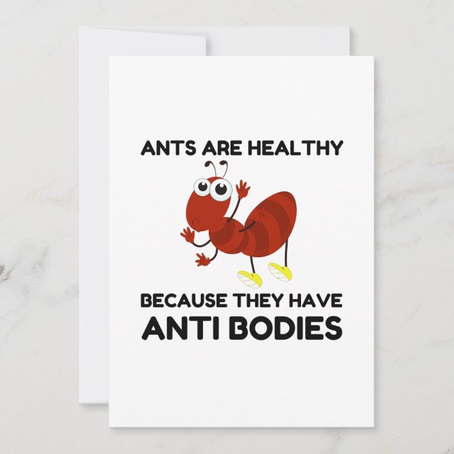 ANTS HEALTHY ANTI BODIES JOKE CARTOON THANK YOU CARD (Front)