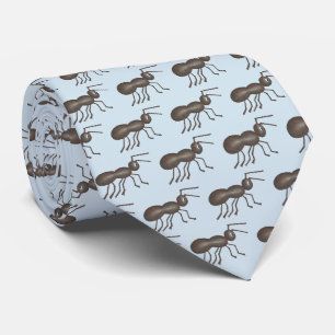 Ants Marching Picnic Ant Black Blue Insect Print Tie