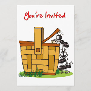 Ants Raiding Picnic Basket You're Invited Invitation