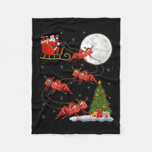 Ants Santa Sleigh Flying Funny Magical Christmas T Fleece Blanket