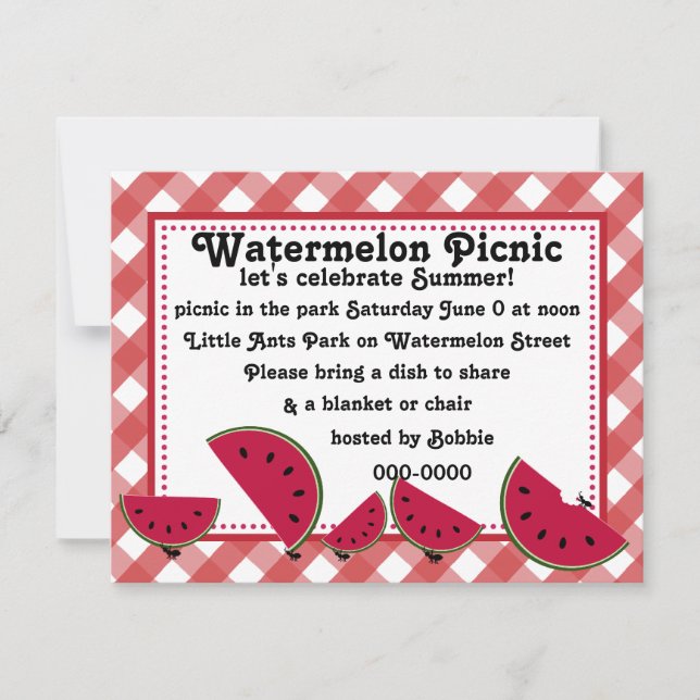 Ant's Watermleon Picnic Invitation (Front)