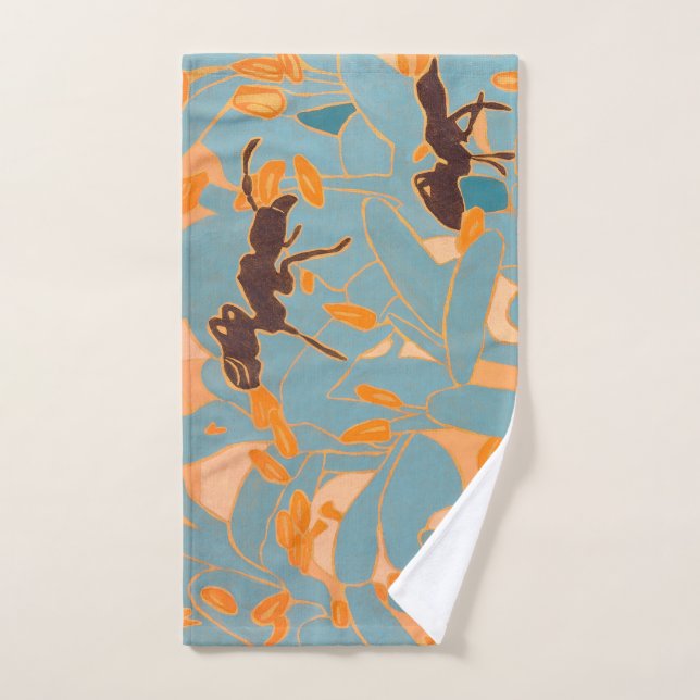 Ants with Blue flowers Autralian Flora Hand Towel (Hand Towel)