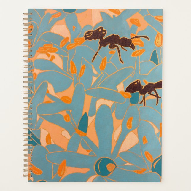 Ants with Blue flowers Autralian Flora Planner (Front)