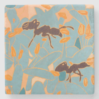 Ants with Blue flowers Autralian Flora Stone Coaster