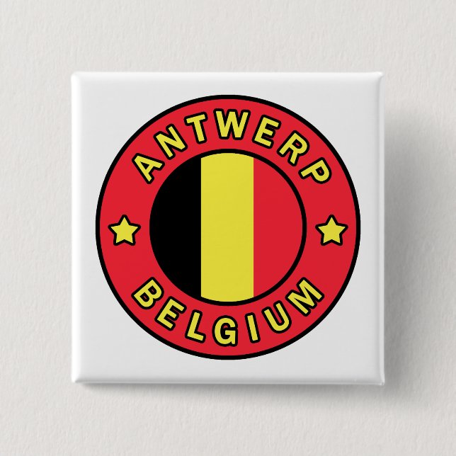 Antwerp Belgium 2 Inch Square Button (Front)