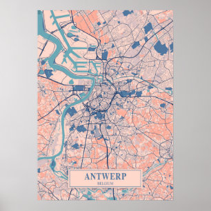 Antwerp - Belgium Breezy City Map Poster