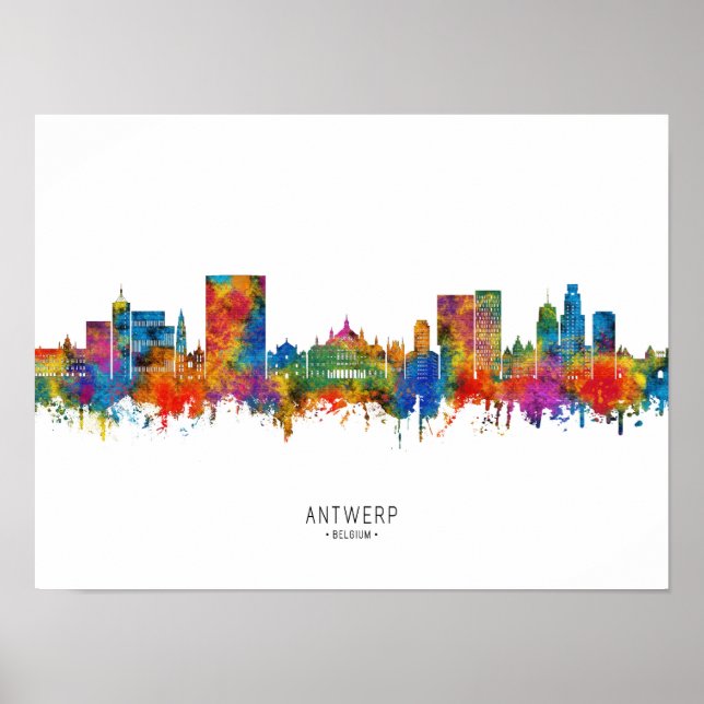 Antwerp Belgium Skyline Poster (Front)