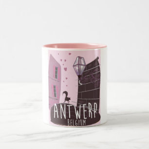 Antwerp, Belgium Travel poster Two-Tone Coffee Mug