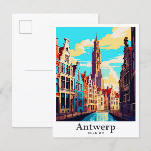 Antwerp Belgium Vintage Travel Portrait Postcard