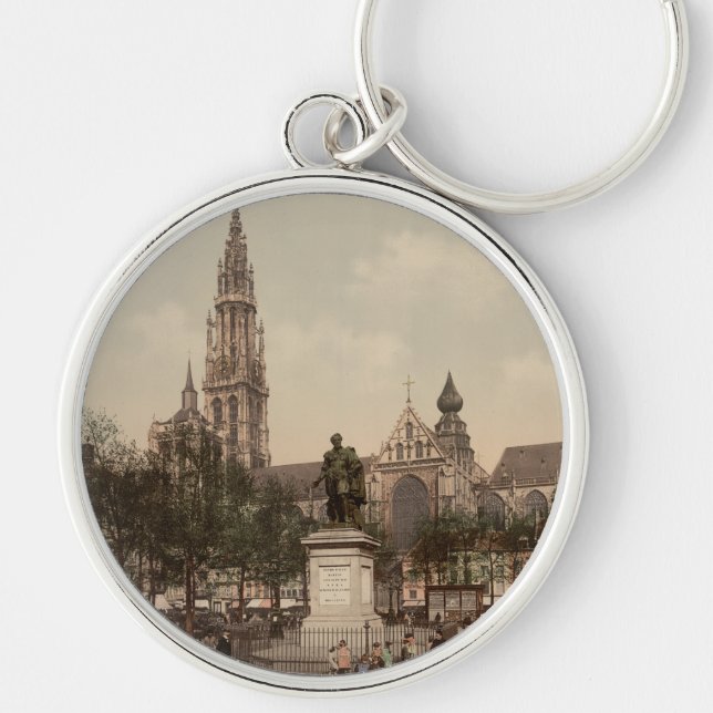 Antwerp Catherdral, Antwerp, Belgium Keychain (Front)